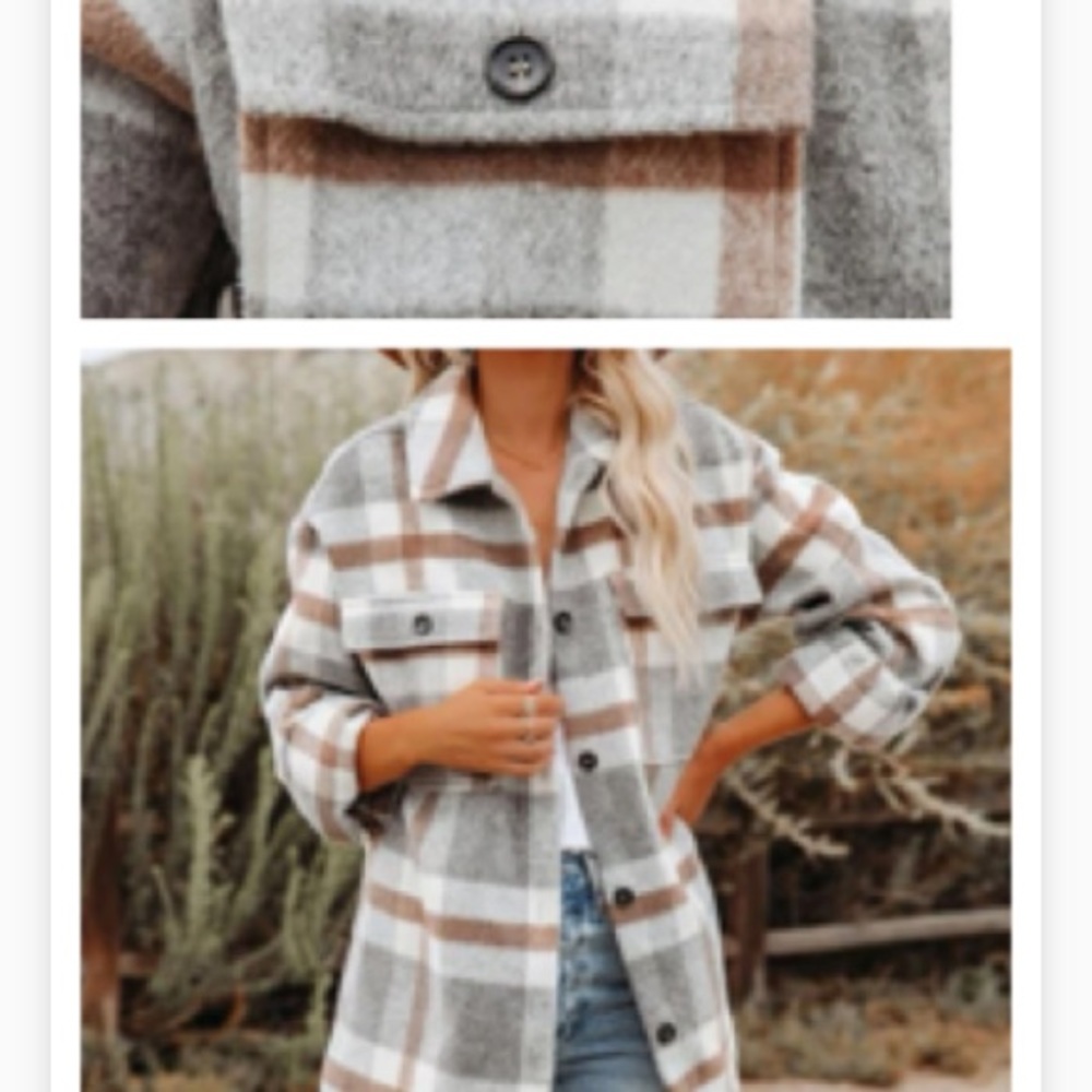New plaid button down Shacket jacket - Picture 4 of 6